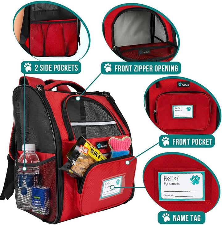 PetAmi Hunderucksack für kleine und grosse Katzen, Haustiere, Welpen, belüfteter Haustier-Wanderruck