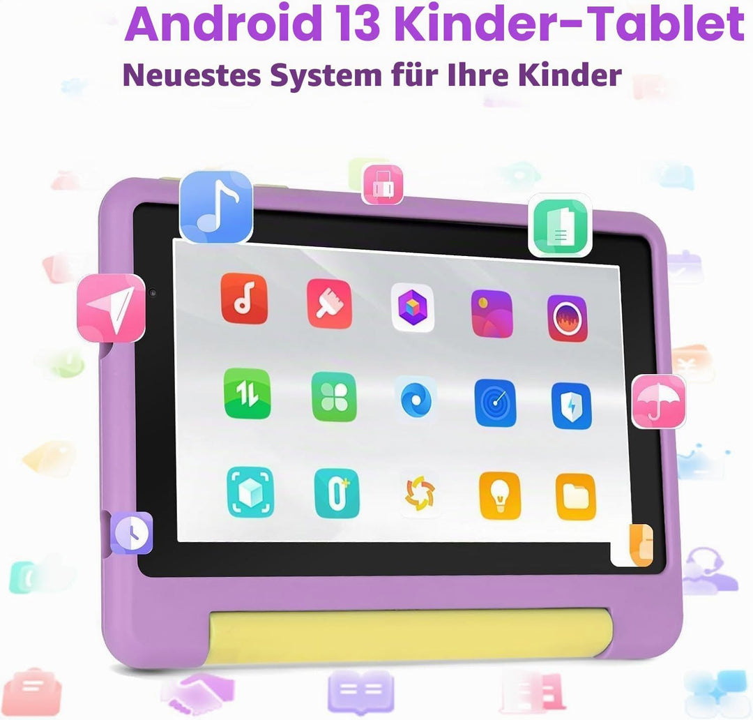 7 Zoll Kinder Tablet mit Hülle, Android Tablet für Kinder, 8GB+64GB(128GB TF Expand), 1024x600 HD Di