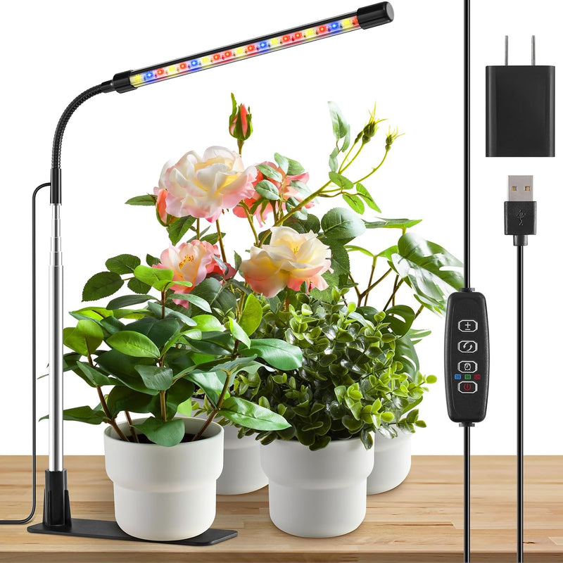 Niello Growlampe für Zimmerpflanzen, Vollspektrum Pflanzenlicht mit Sockel, Pflanzenlampe Auto ON/Of