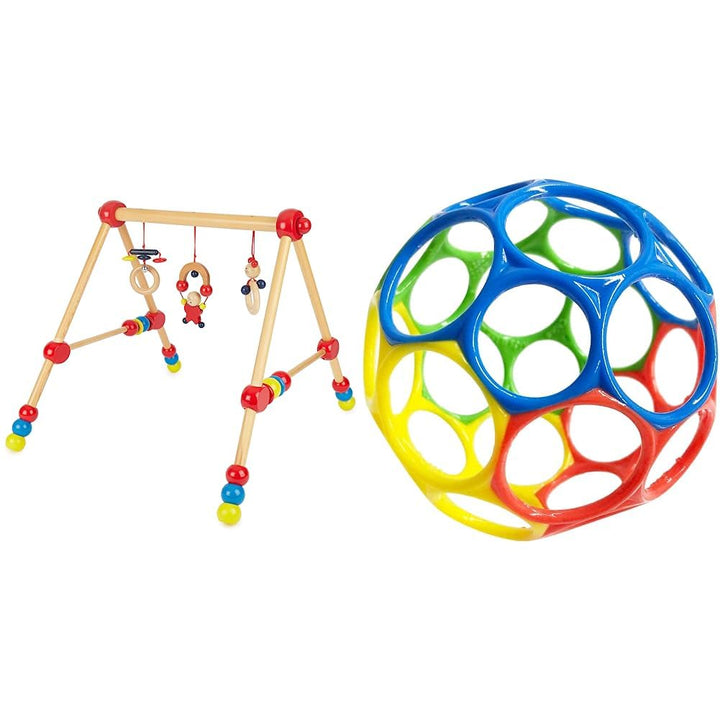 Bieco Spieltrapez | Spielbogen für Babys -Figuren, Rasseln & Bright Starts, Oball Classic Rot höhenv