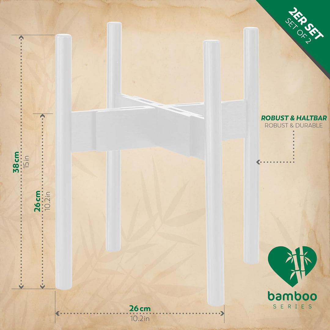 Rubberneck 2er Set Bambus Pflanzenständer - Verstellbare Blumentopfständer aus Bambusholz für den In