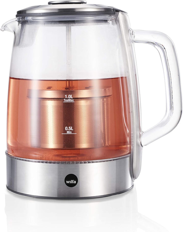 Wilfa CHA Teekocher - 2200 Watt, 1,25 Liter Fassungsvermögen, Brühdeckel mit Sieb, 4 Temperatureinst