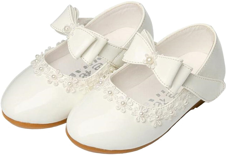 PPXID Mädchen Mary Jane Halbschuhe Bequem Taufschuhe Ballerinas Kleidschuhe 25 EU Weiss, 25 EU Weiss