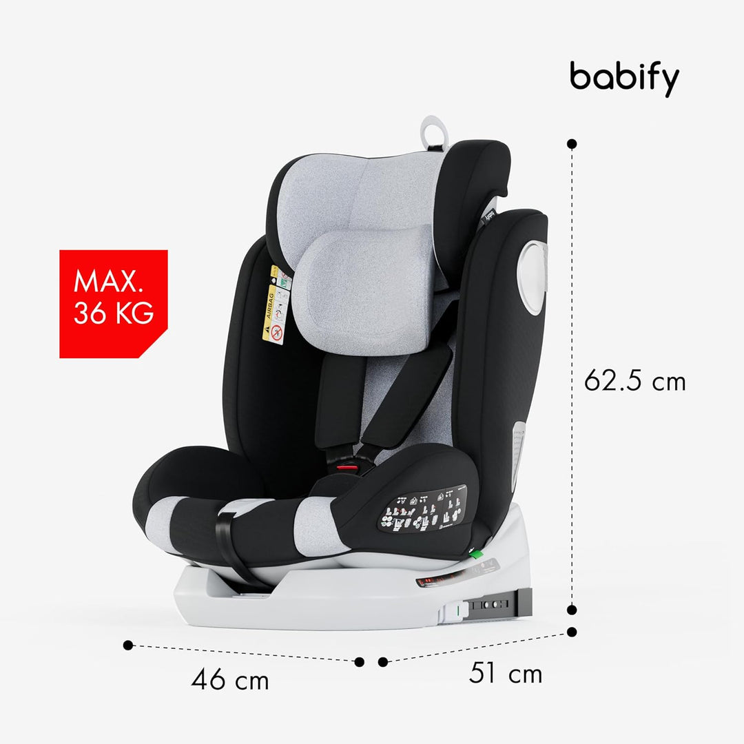 Babify Onboard Autositz für Babys und Kinder, 0 Monate - 12 Jahre, verstellbar 360, tragbarer und si