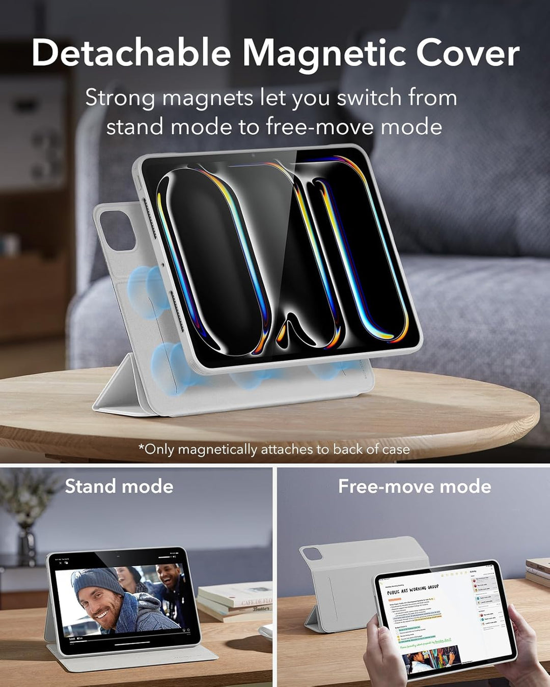 ESR für iPad Pro 13 Zoll M5/M4 Hülle, iPad Pro 13 2025/2024 Hülle mit Stifthalterung, abnehmbare mag
