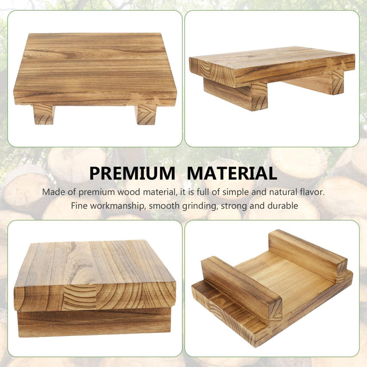 Operitacx Holz Pflanzenständer Klein, Vintage Deko-Ständer 25 x 17,8 x 7 cm, Mini Holzregal für Sukk