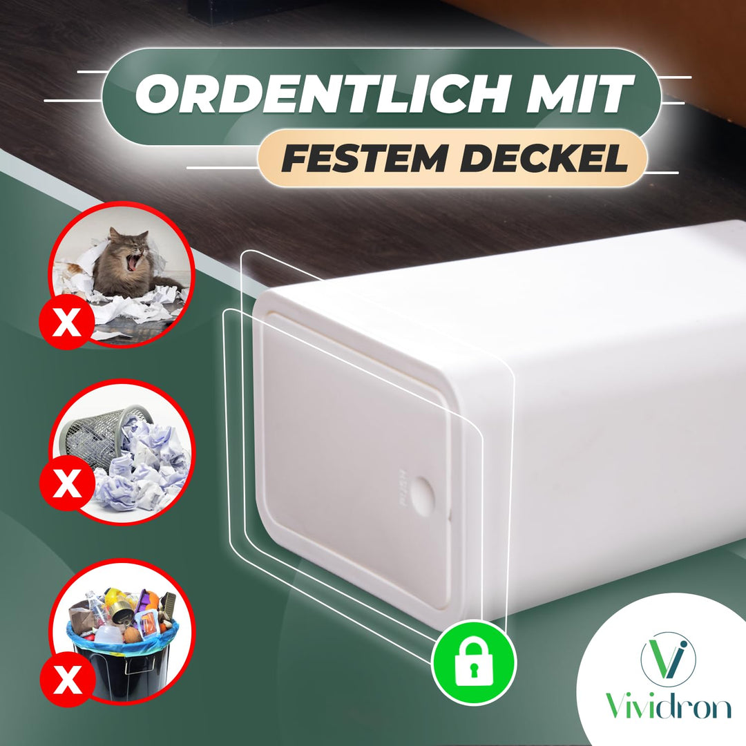 3er Pack 10L Kleiner Mülleimer mit Deckel, Badezimmer Abfalleimer mit Druckdeckel, Kleiner Mülleimer