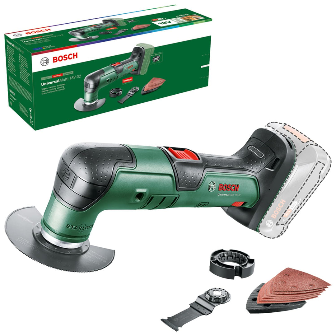 Bosch Akku-Multifunktionswerkzeug UniversalMulti 18V-32 (zum Sägen, Schneiden, Schleifen; 1x Segment
