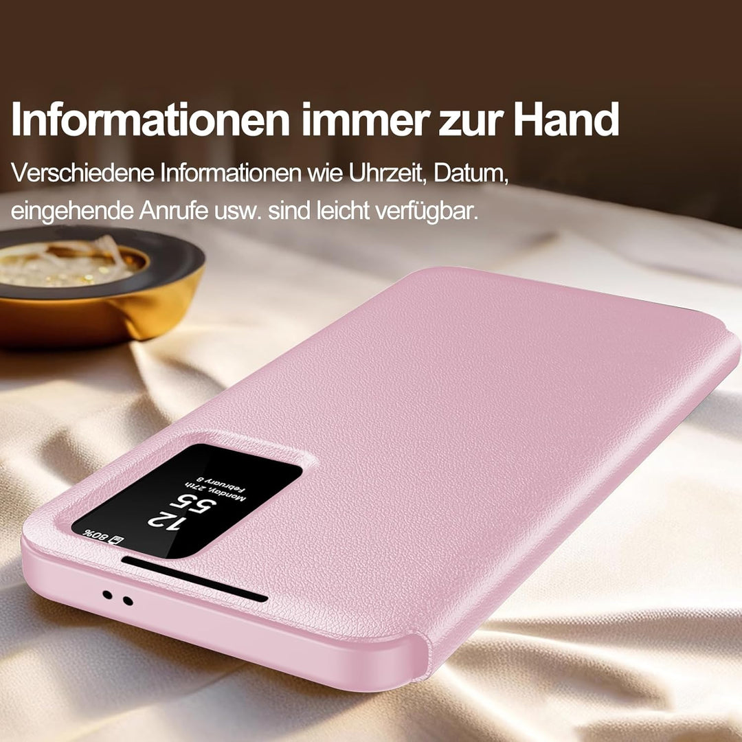 für Samsung S22 Smart View Hülle, Wallet Smartphone Case, für Samsung Galaxy S22 Handyhülle Clear Vi