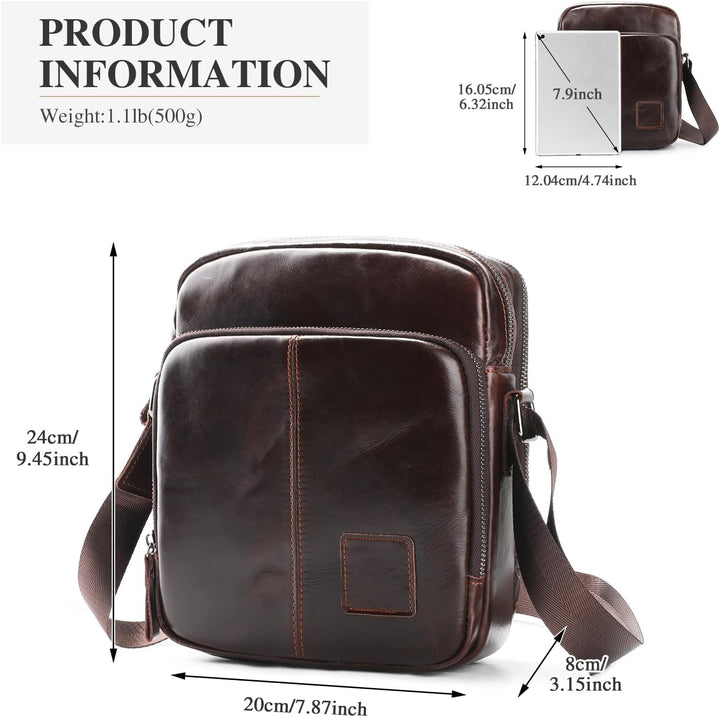 BAIGIO Schultertasche Umhängetasche Herren Leder Vintage Herrentasche Messenger Bag mit Schultergurt