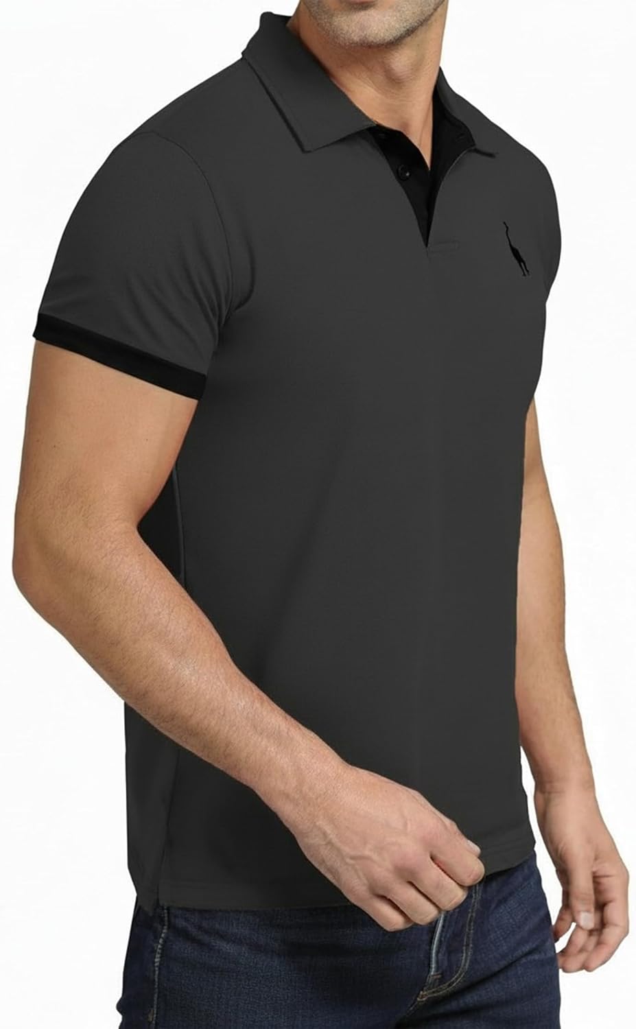 GLESTORE Poloshirt Herren Männer Hemd Herren Kurzarm Shirt Sommer M Grau&schwarz, M Grau&schwarz