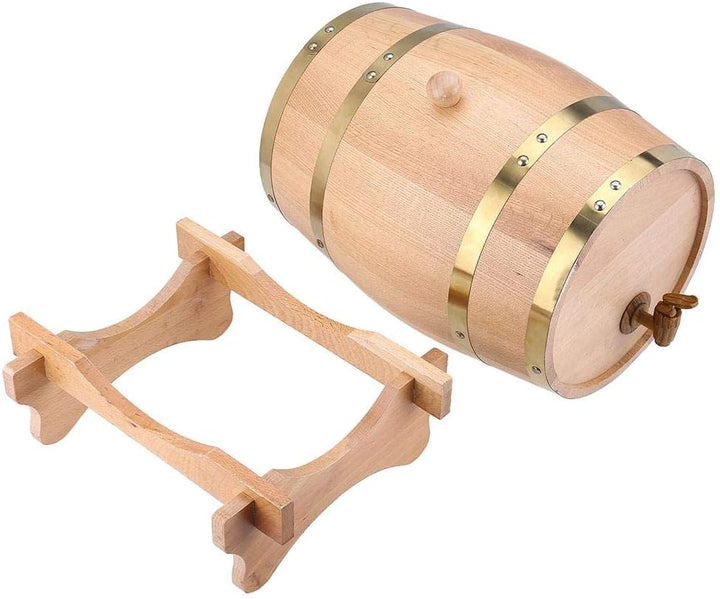 lyrlody Eichenweinfass, 10L Vintage Timber Weinfass Weinspender mit Holzständer für Whisky Bourbon T