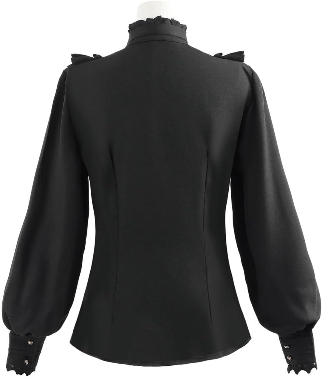 Fiamll Damen Viktorianisch Bluse Vintage Schleifenhemd Stehkragen mit Rüschen Langarmshirt Mittelalt