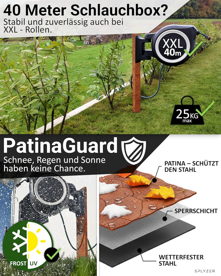 Schlauchbox Halterung zur Bodenmontage – Kompatibel mit GARDENA® Schlauchboxen & Gartenschlauch Trom