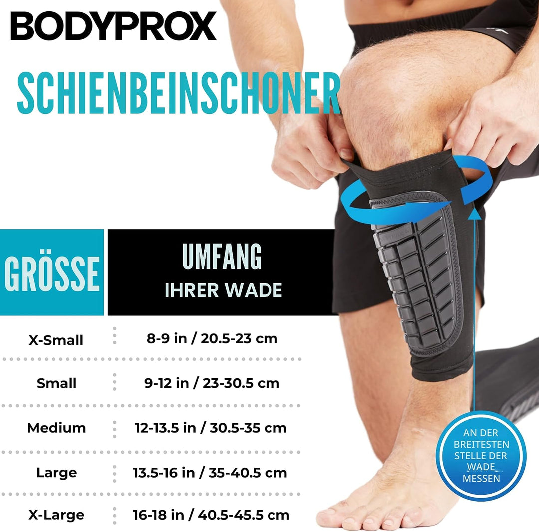 Bodyprox Fussball-Schienbeinschoner für Männer, Frauen und Jugendliche S Schwarz, S Schwarz