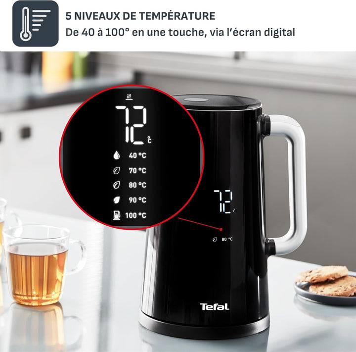 Tefal KO8508 Smart'n Light Elektrischer Wasserkocher | Temperatureinstellung | Tee | Digitalanzeige