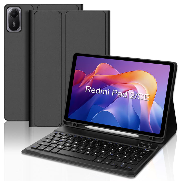 Für Redmi Pad 2 11" Hülle mit Tastatur, für Xiaomi Redmi Pad 2 2025 & Pad SE 11" 2023, Magnetisch Ab