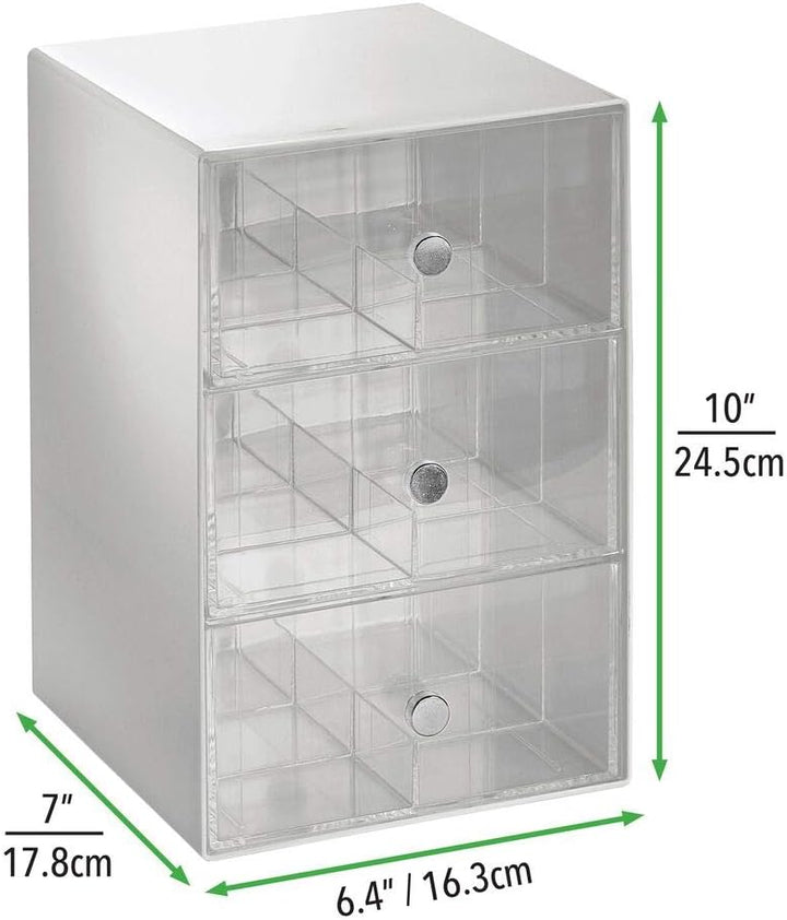 mDesign Küchen Organizer mit 3 Schubladen – Aufbewahrungsbox für Teebeutel, Kaffeepads, Süssungsmitt