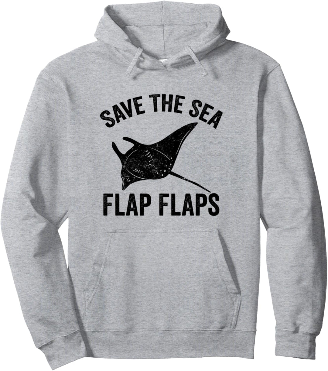 Lustige Manta Ray Stingray Save The Sea Flap Flaps Pullover Hoodie