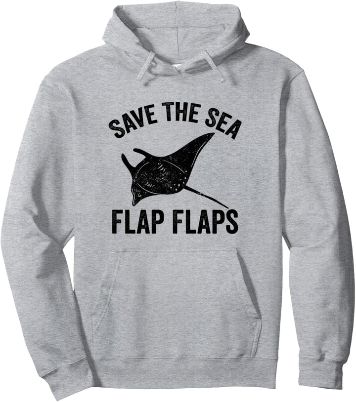 Lustige Manta Ray Stingray Save The Sea Flap Flaps Pullover Hoodie