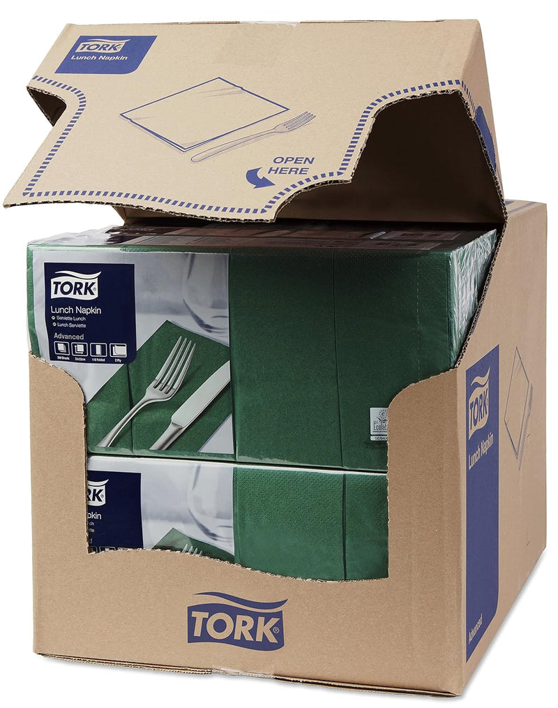 Tork 477423 dunkelgrüne Lunchservietten 1/8 gefaltet / 2-lagige, vorgefaltete Papierservietten für S