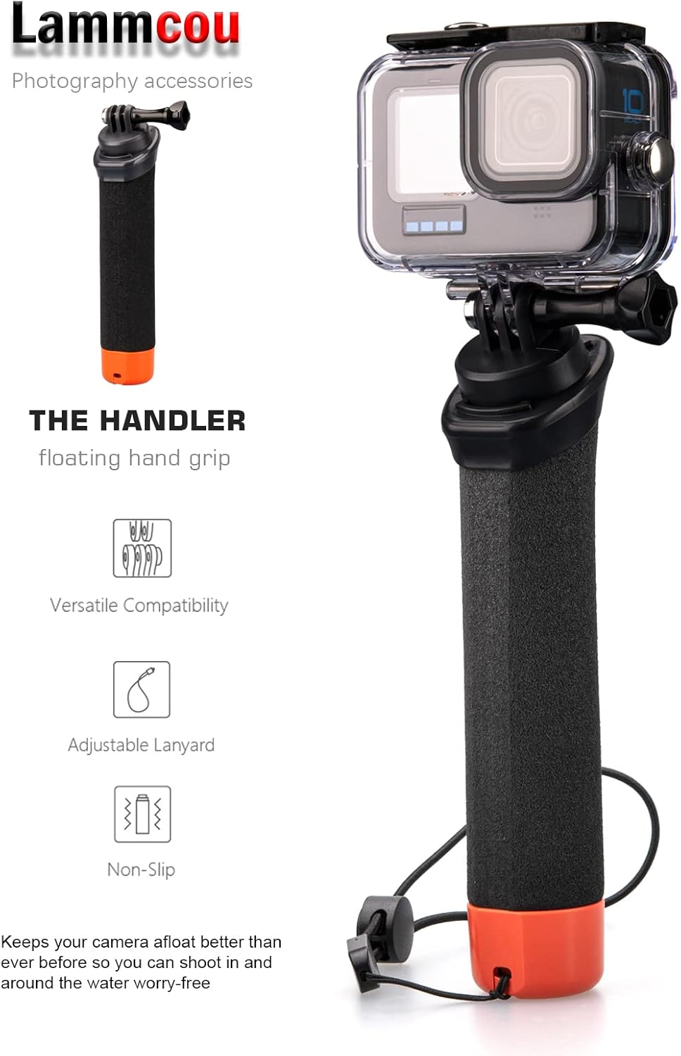 Lammcou Schwimmender Griff, Go Pro Schwimmfähiger Handgriff Wasserdichter Handler Tauchen Einbeinsta