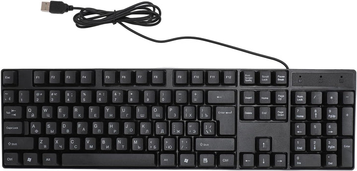 K1800 Minderheitensprachentastatur, 104 Tasten USB kabelgebundene Gaming Tastatur, Englisch/Russisch