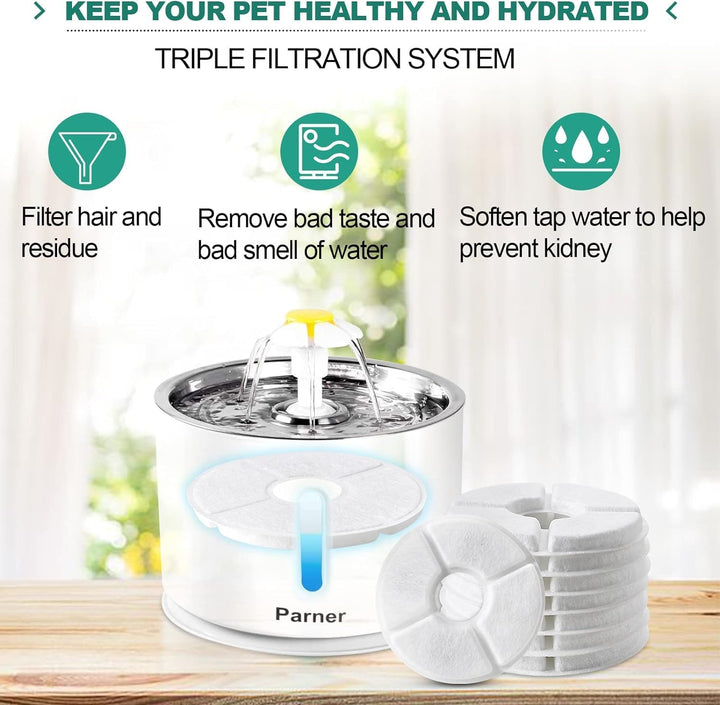 Parner Ersatzfilter für Katzenbrunnen, gesunde und hygienische Filter für Haustier Wasserspender. (1