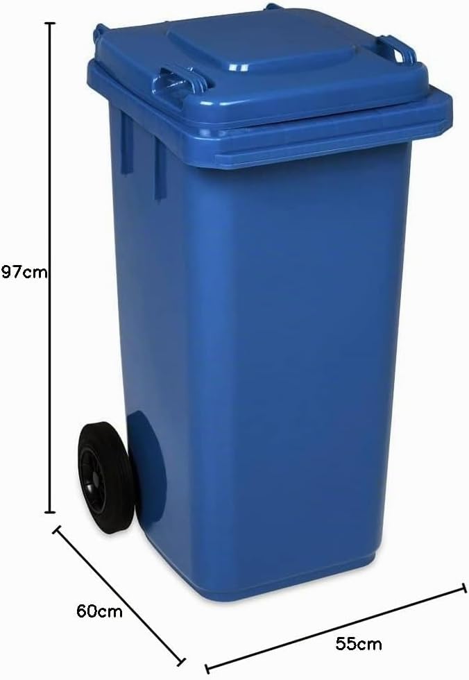 JESTIC Mülltonne Abfalltonne Reststofftonne 120L laufruhige Vollgummi-Räder NEU (blau) 120 Litros bl