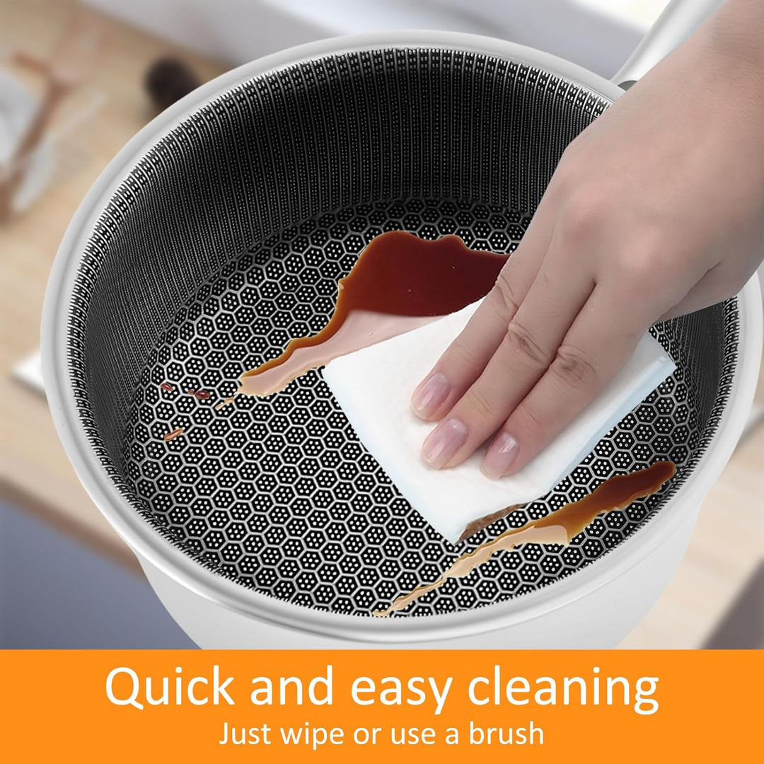 Stielkasserolle,Waben Antihaft Pfanne 18 cm Edelstahl mit Ergonomischem Griff,Antihaftbeschichtete K