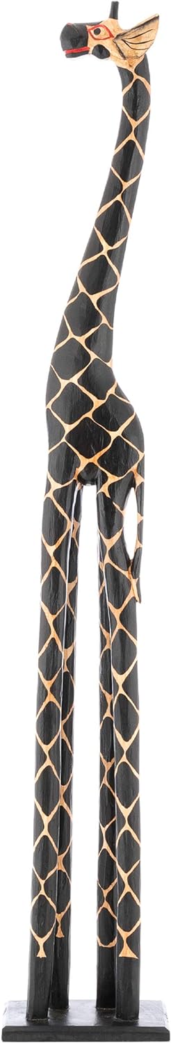 Nexos Trading Deko Giraffe Holzfigur Skulptur Afrika Handarbeit Grösse 150 cm – dunkel Giraffenstatu