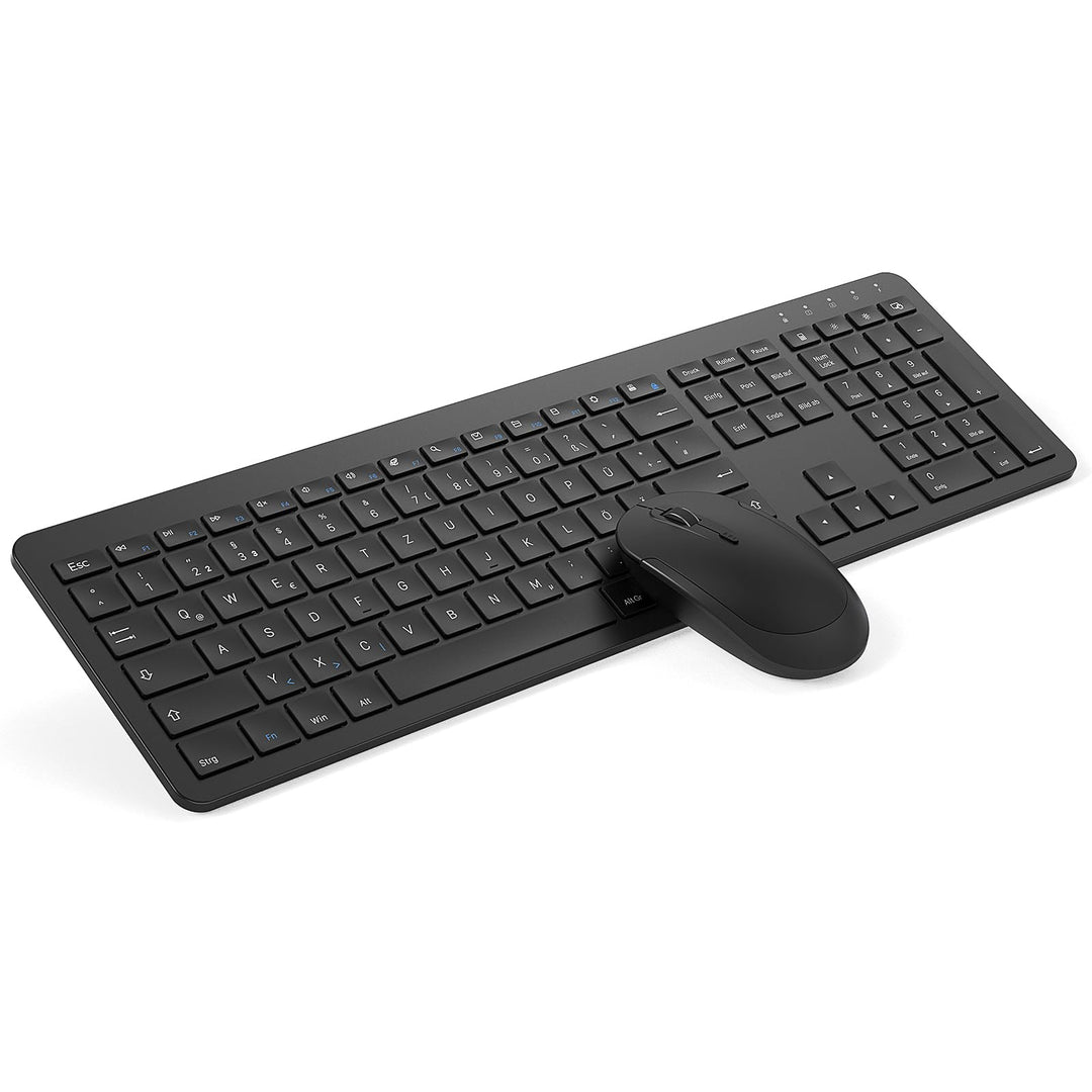 Tastatur Maus Set Kabellos, seenda Ultra-Dünne Wiederaufladbare Funk Tastatur Maus Set, Ergonomische