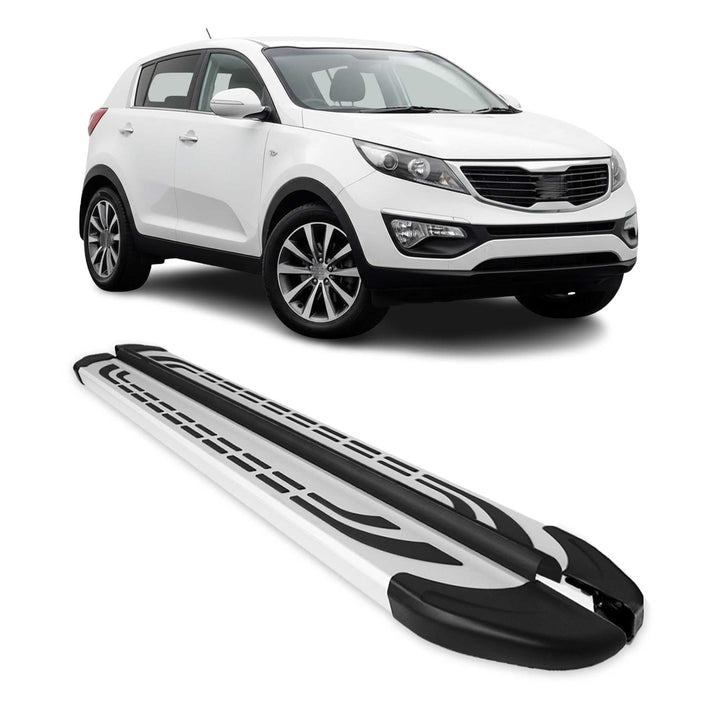 OMAC Trittbretter Seitenschweller Seitenbretter kompatibel mit Kia Sportage 3 2010-2015 Alu Grau FAB