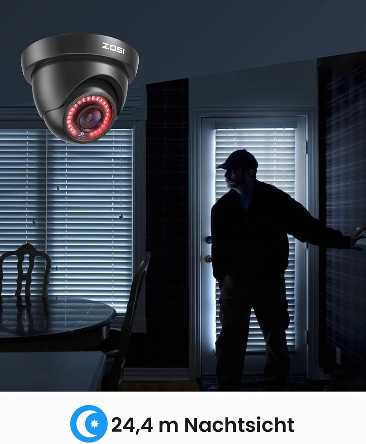 ZOSI CCTV 1080P 2MP 4-in-1 CVBS/AHD/CVI/TVI Video Überwachungskamera Aussen Dome Kamera 3.6mm Linse