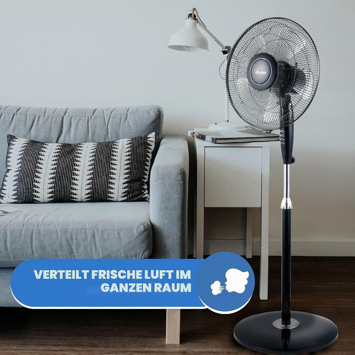ARDES - Standventilator, leistungsstark, leise, 5 Flügel, 40 cm, oszillierend, mit verstellbarer Höh