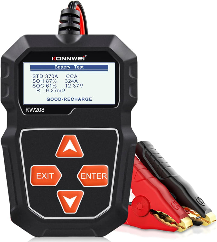 KONNWEI KW208 12V Batterietester, 100-2000 CCA Lasttester KfZ-Lichtmaschinen-Tester Digitaler Auto-B