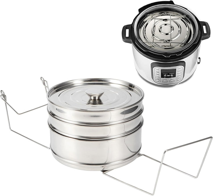 Stapelbares Edelstahl Dampfgarer Set, 20 cm Dämpfgeschirr mit Deckel Stapelbarer Dampftopf Kochgesch