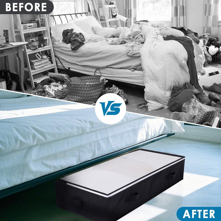 AIOR 6 Stück 90L Unterbettkommode mit Sichtfenster, Faltbare Unterbett-Aufbewahrungstasche Kleiderau