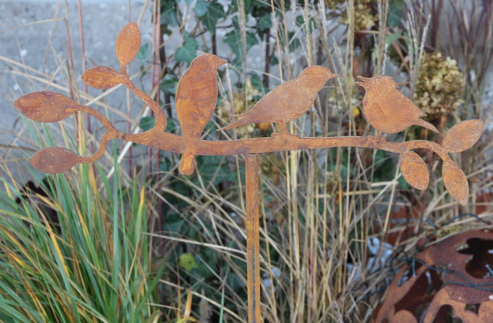 Bornhöft Edelrost Vögel auf Zweig Garten rostige Gartendeko Gartendekoration Metall Naturrost dekori
