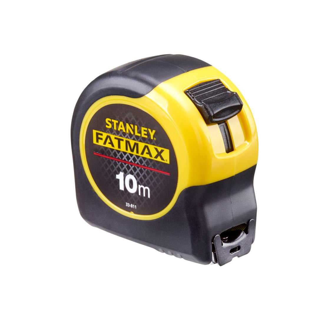 Stanley FatMax Bandmass Blade Armor (10 m Länge, Feststeller, automatischer Rücklauf, Gürtelclip, Dy