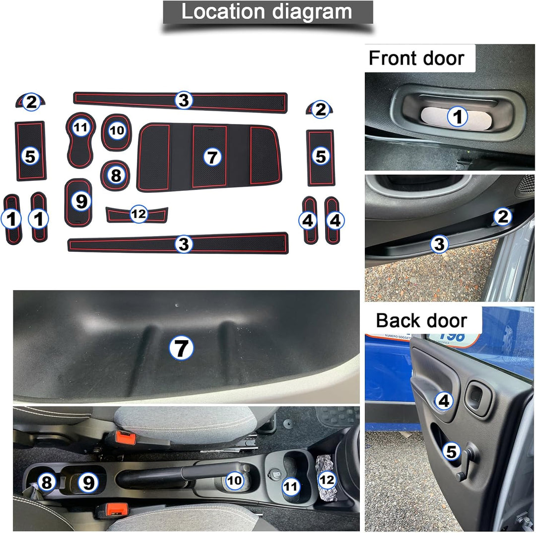 YEE PIN Panda Gummimatten Kompatibel mit FIAT Panda/Panda Cross 2021-2023 Interieur rutschfeste Matt