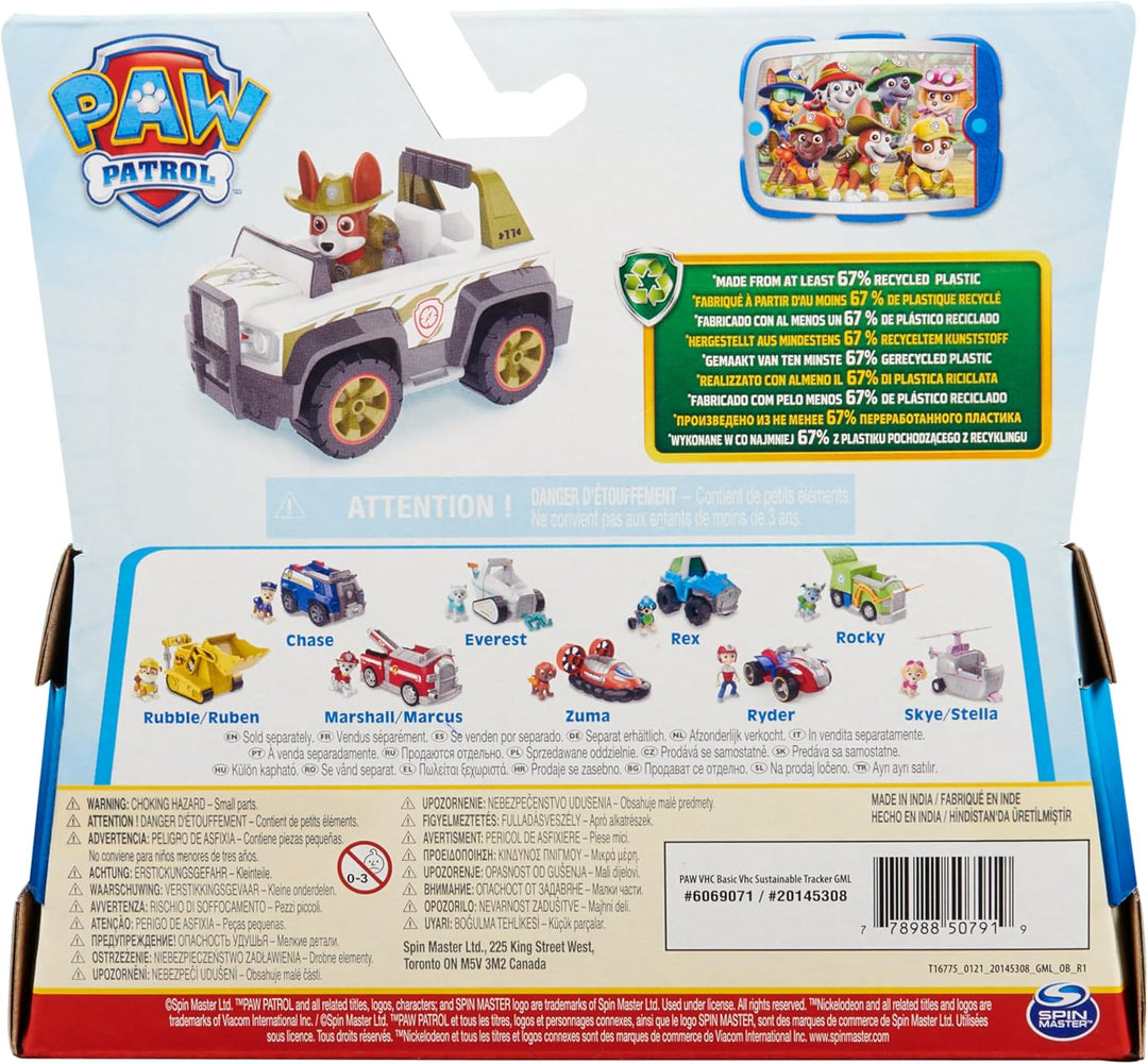 PAW PATROL, Jungle Cruiser mit Tracker-Figur (Sustainable Basic Vehicle/Basis Fahrzeug), Spielzeug f