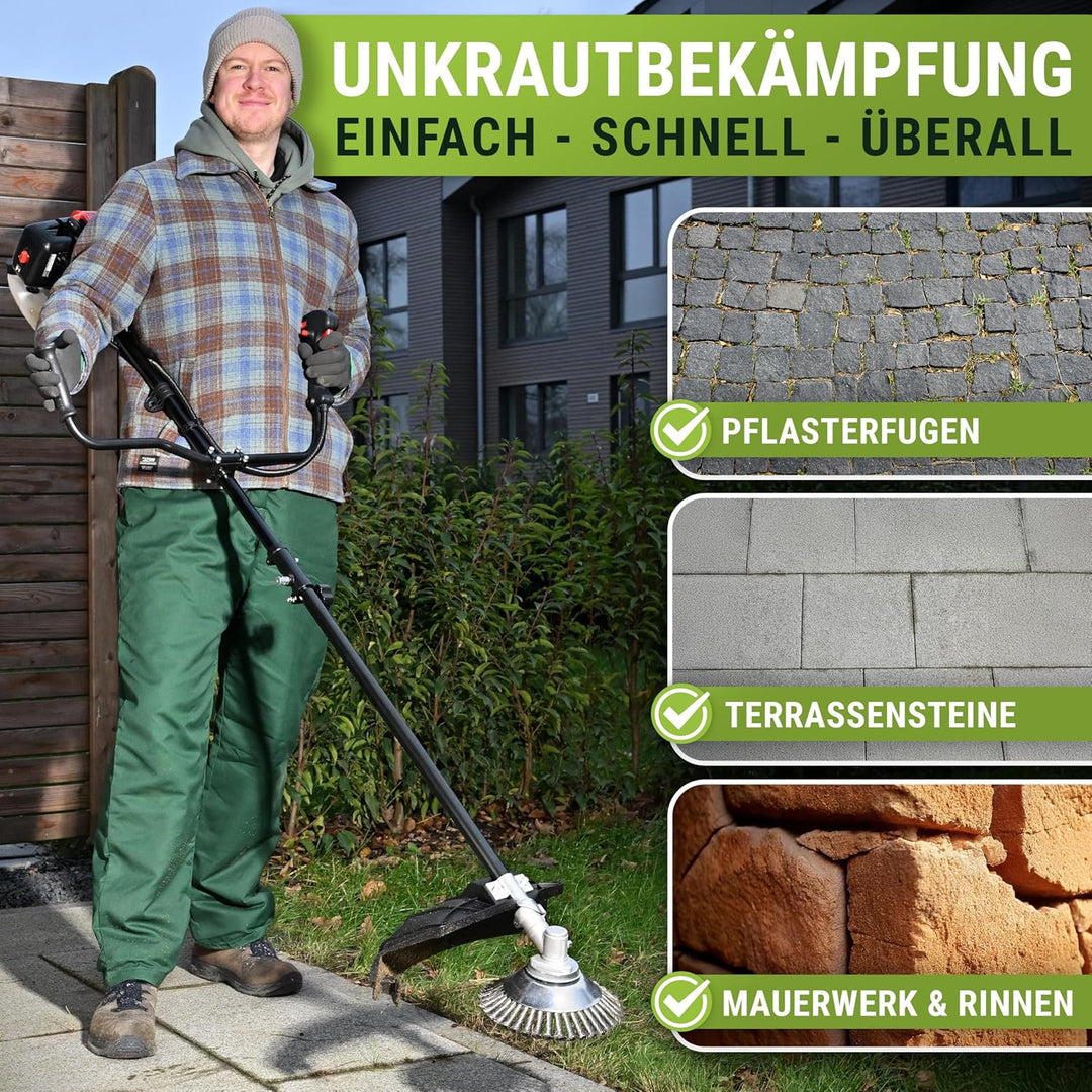 WENDOWERK® Profi Unkrautbürste Freischneider mit 25,4mm Bohrung [2023] - Effektive Unkrautentfernung