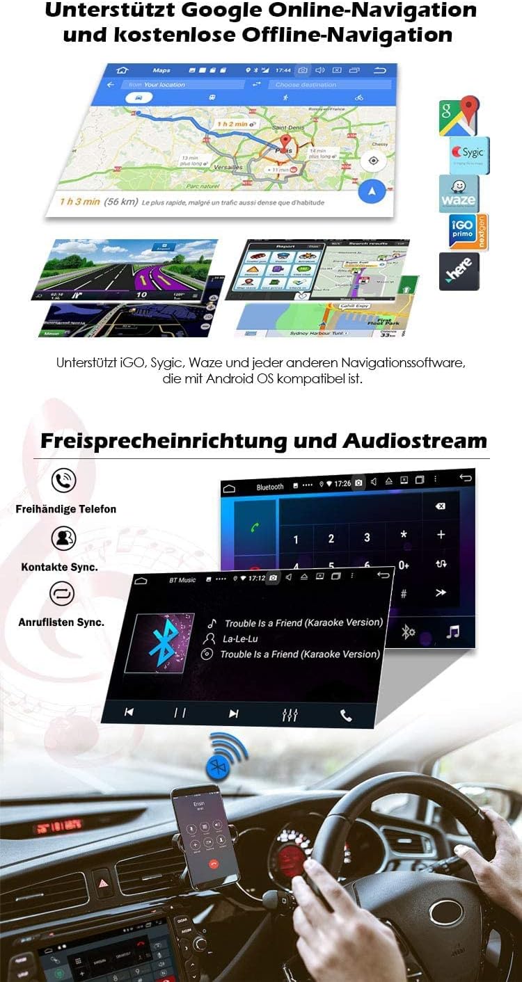 Erisin 9 Zoll 8-Kern 4GB+64GB Wireless CarPlay Android 11 Autoradio mit GPS Navi Bluetooth Für Merce