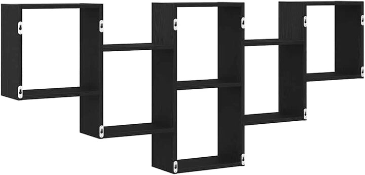 vidaXL Wandregal Schwarz Eichen-Optik 159x18x66 cm Holzwerkstoff, Schweberegal, schwebendes Regal, R