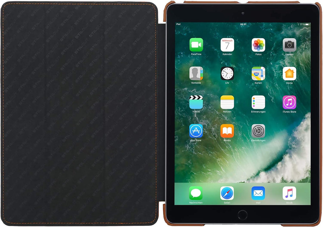 StilGut Leder-Hülle kompatibel mit iPad 2018 (und iPad 2017 Edition-9,7") Couverture Smart-Cover, Co