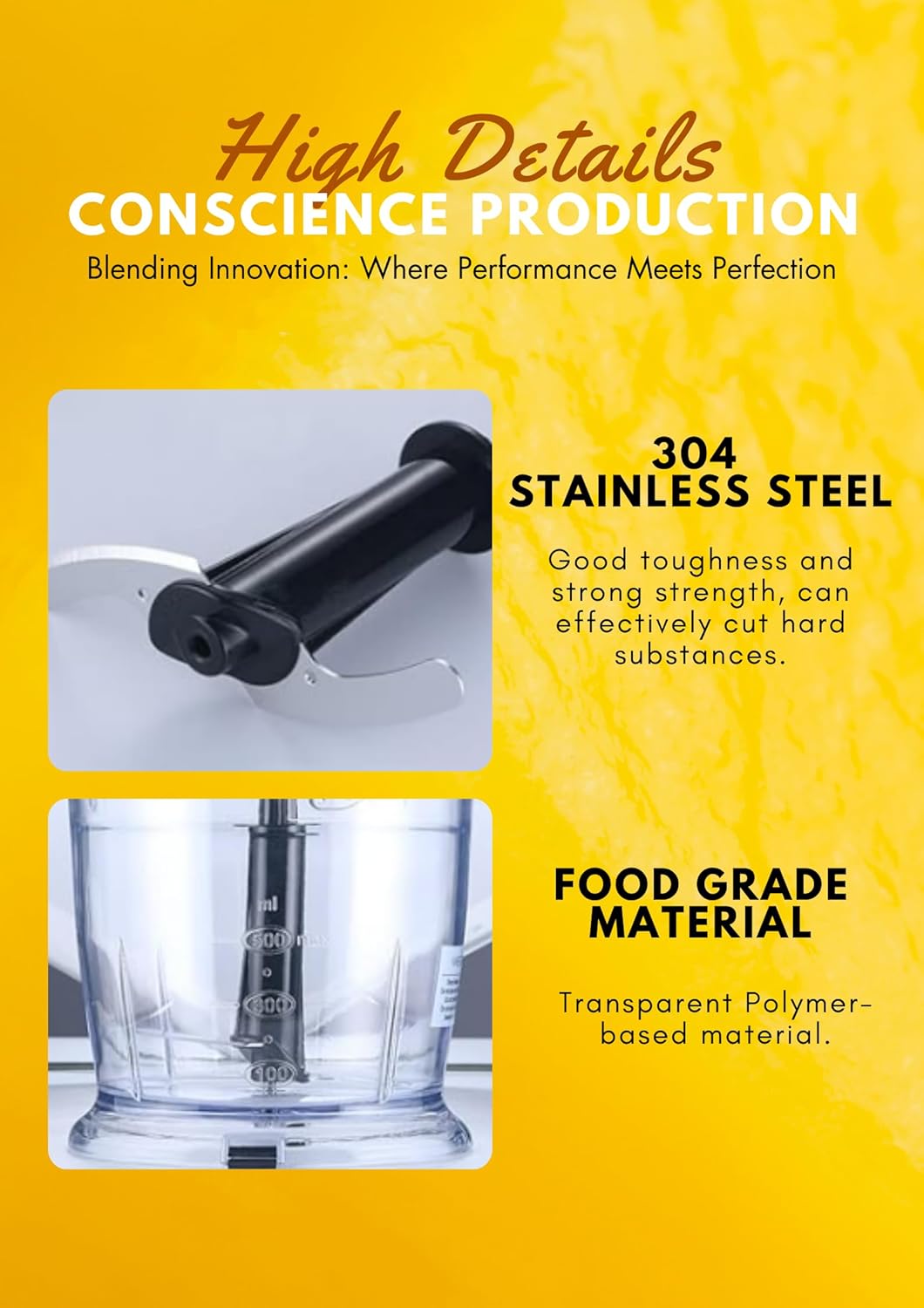 MegaWise Pro Titanverstärkter 5-in-1-Stabmixer, leistungsstarke 400 W mit 80% schärferen Klingen, ka