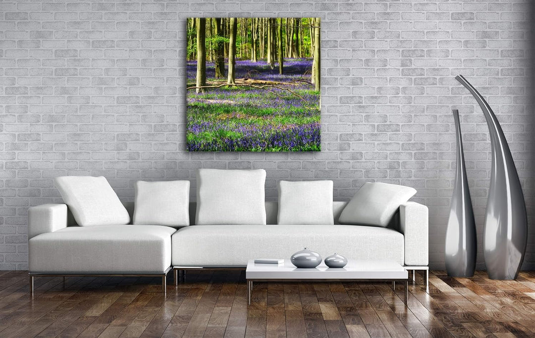deyoli Lavendel Blumen im Wald Format: 70x70 als Leinwand, Motiv fertig gerahmt auf Echtholzrahmen,
