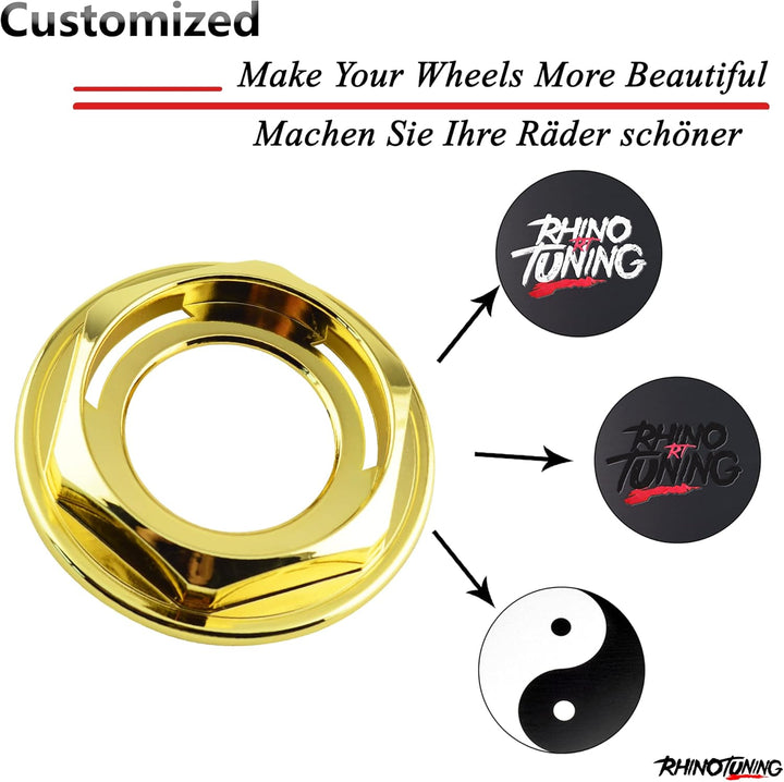 4 x 102mm Rad Nabenkappen Nabendeckel Radkappenclip Golden ABS-Kunststoff für 09.23.131 Gold OD 102m