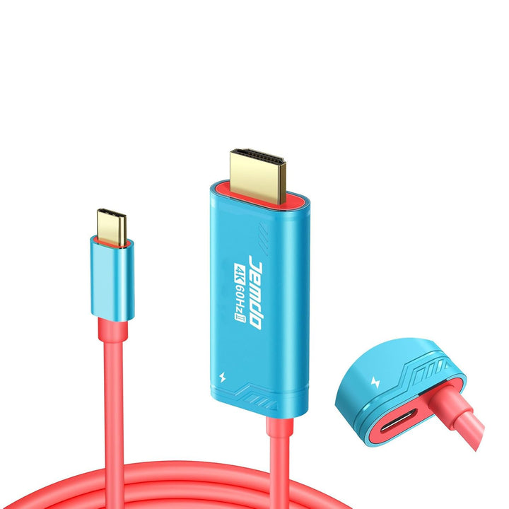 JEMDO Switch 2 Dock HDMI Kabel für Fernseher, 4K 60Hz 18 Gbps USB C zu HDMI 2.0 2m, 100W PD Spielen